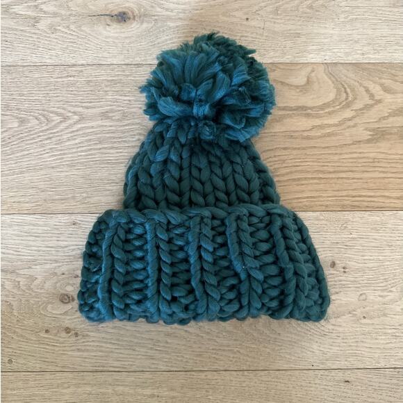 No Brand - Chunky Knit Bobble Top Beanie in Green - Picture 1 of 3